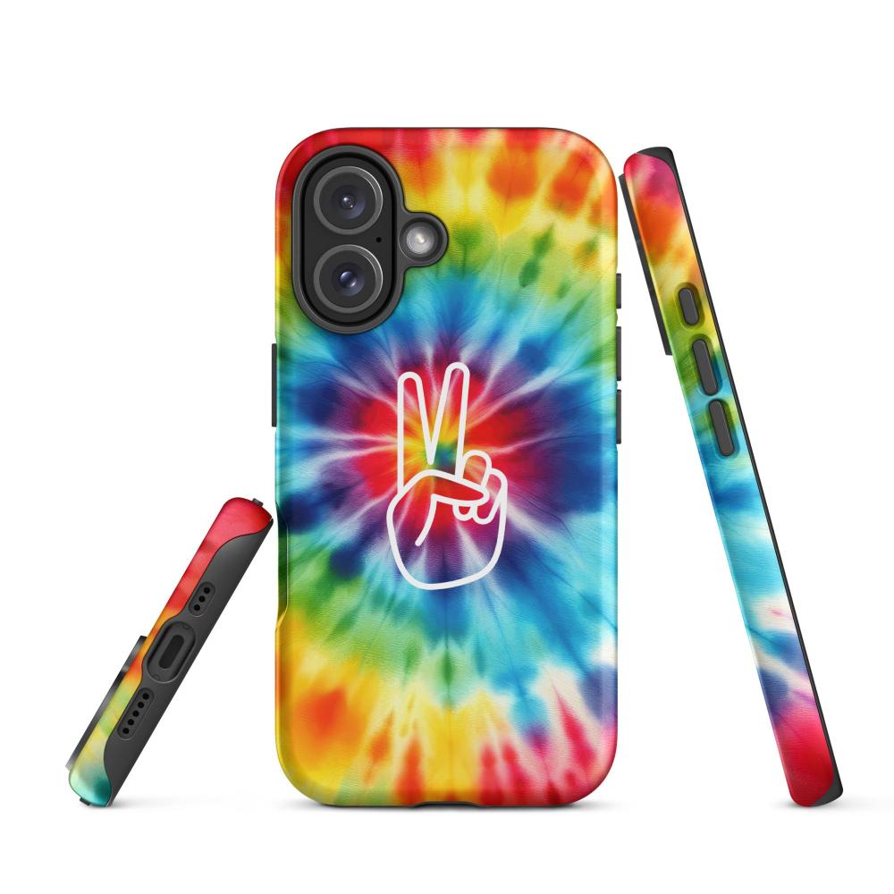 Tie Dye Peace Sign iPhone 16 Tough Case - Matte Finish - https://ascensionemporium.net